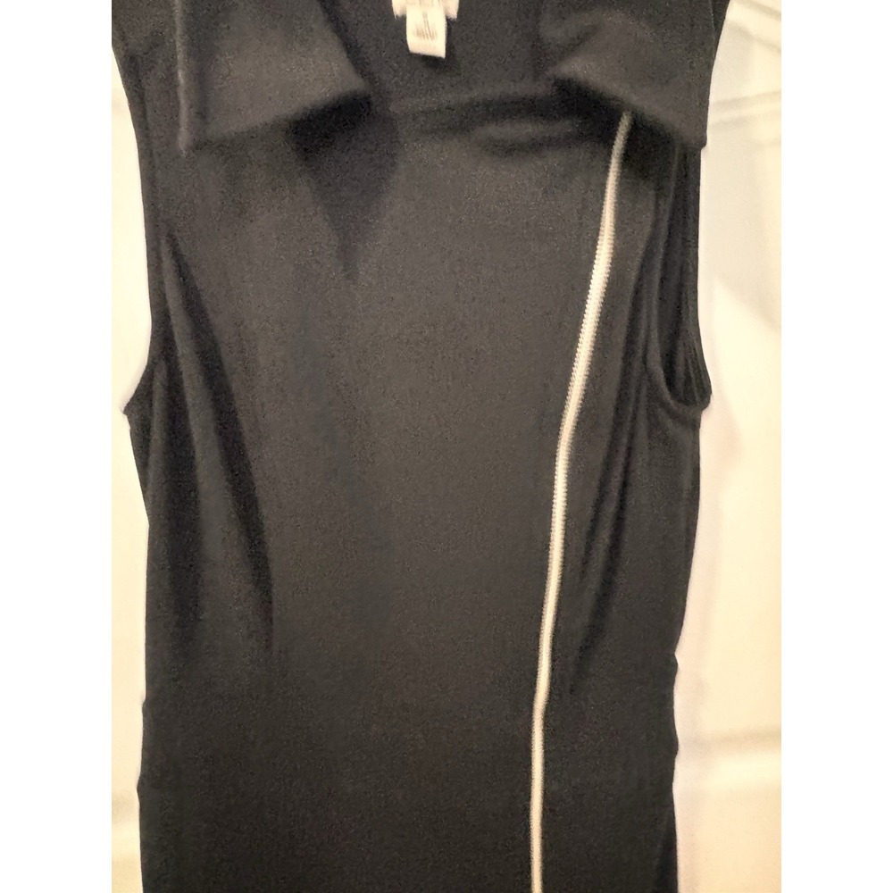 Vintage Cache Women's Black Moto Style Sheath Dress Asymmetrical Zipper Sz 6 Y2K - Picture 3 of 7